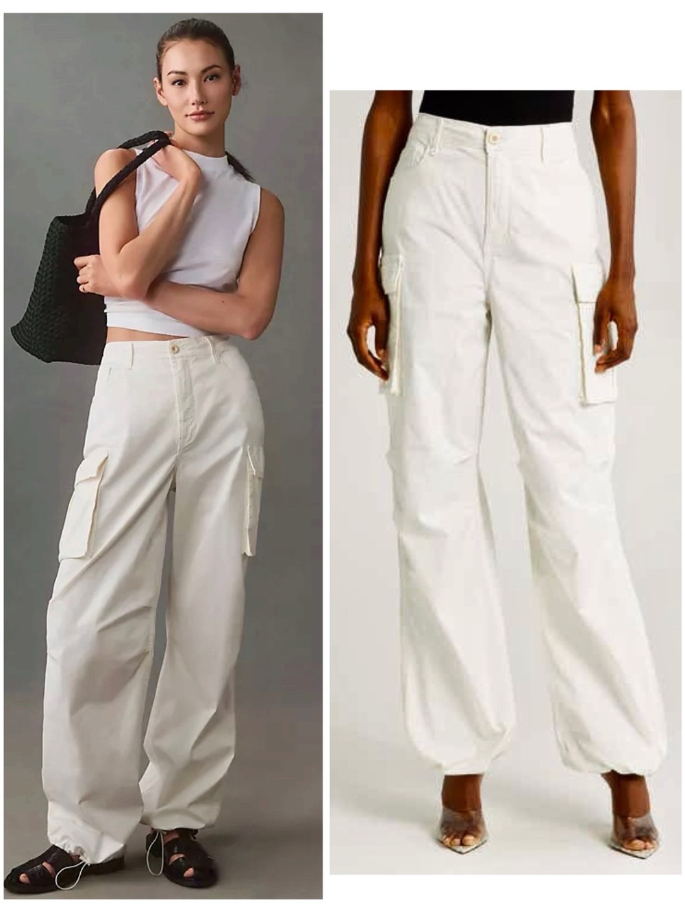 NWT Good American White Baggy Cargo Pants - Picture 13 of 13